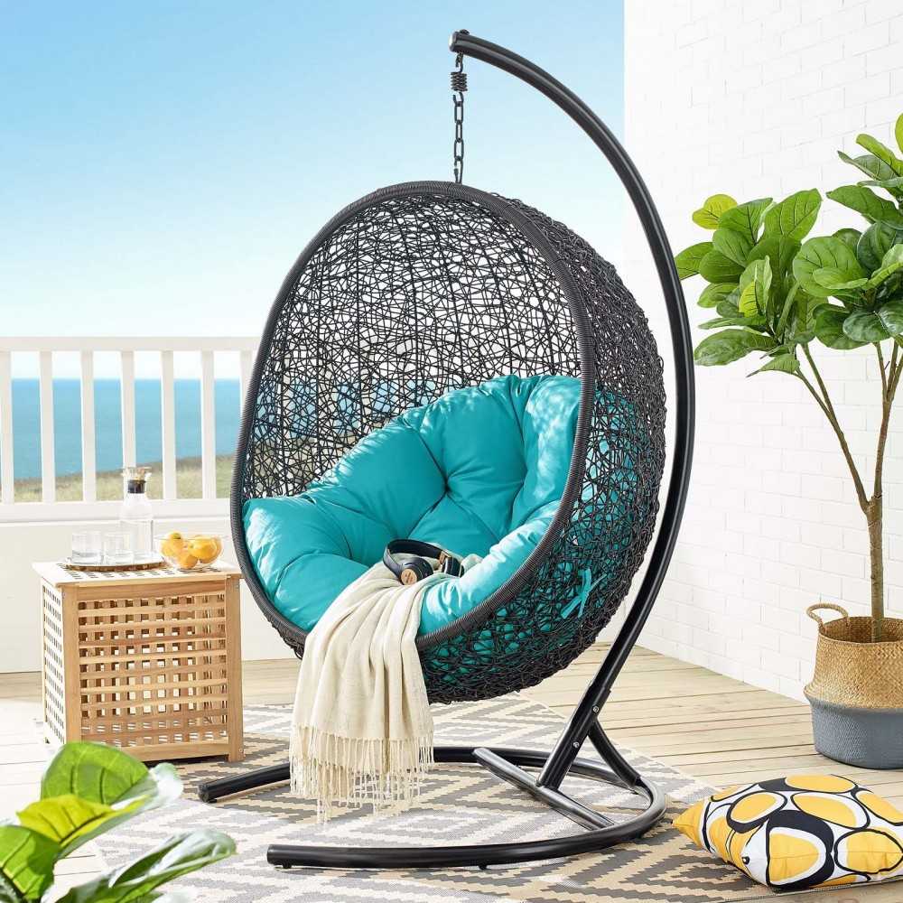 Encase Swing Outdoor Patio Lounge Chair, Turquoise