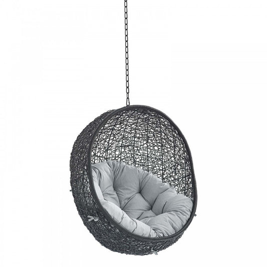 Encase Swing Outdoor Patio Lounge Chair Without Stand, Black Gray