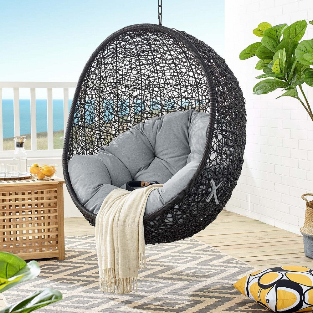 Encase Swing Outdoor Patio Lounge Chair Without Stand, Black Gray
