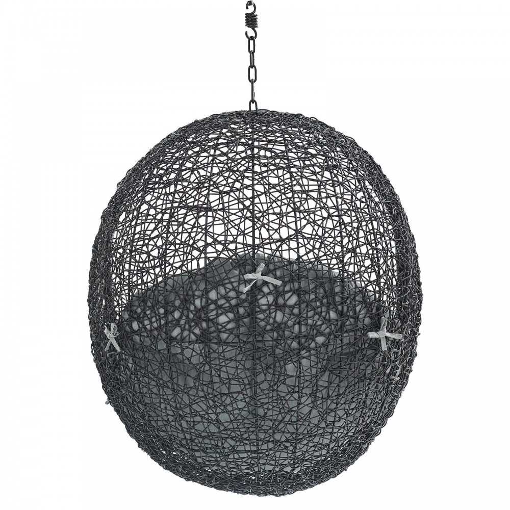 Encase Swing Outdoor Patio Lounge Chair Without Stand, Black Gray