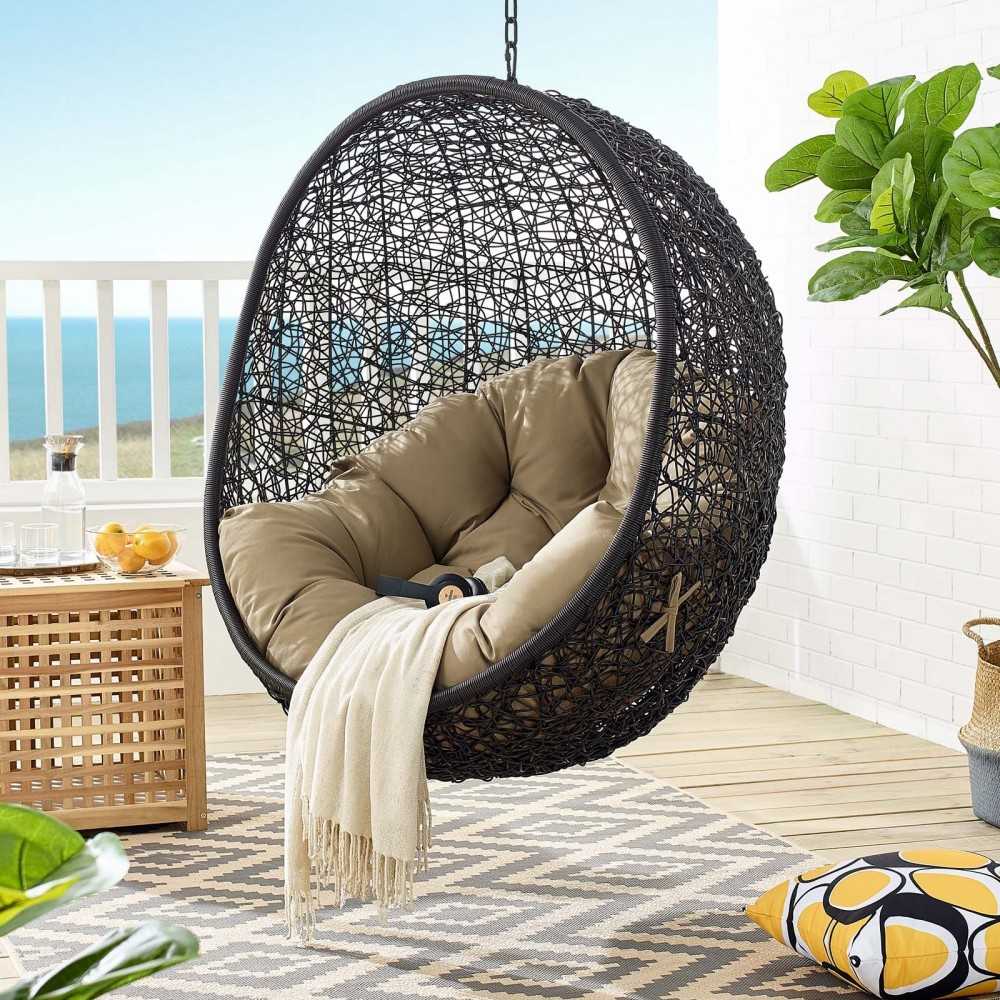 Encase Swing Outdoor Patio Lounge Chair Without Stand, Black Mocha