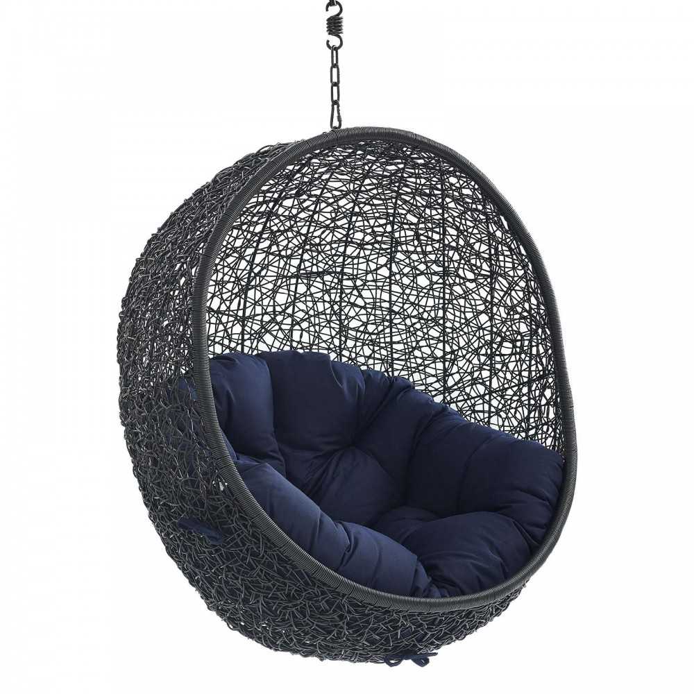 Encase Swing Outdoor Patio Lounge Chair Without Stand, Black Navy