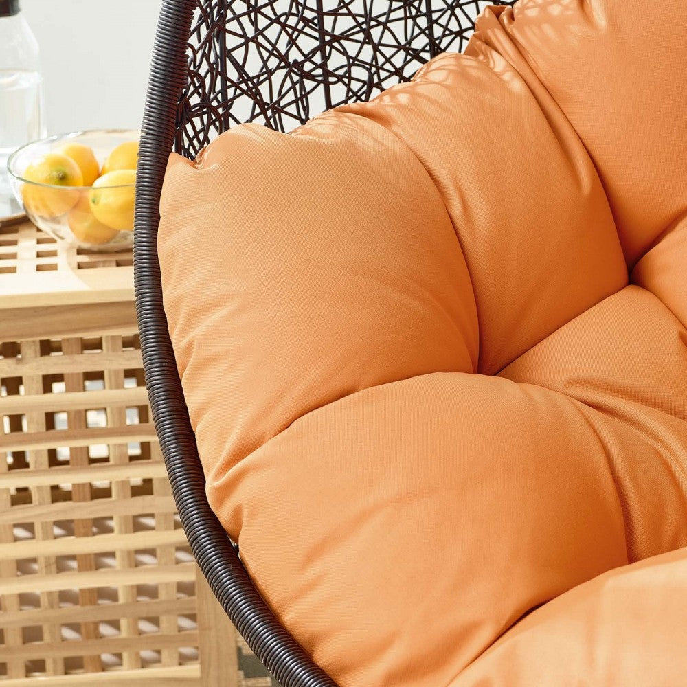 Encase Swing Outdoor Patio Lounge Chair Without Stand, Black Orange