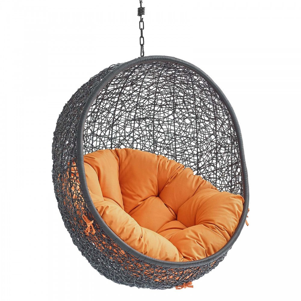 Encase Swing Outdoor Patio Lounge Chair Without Stand, Black Orange