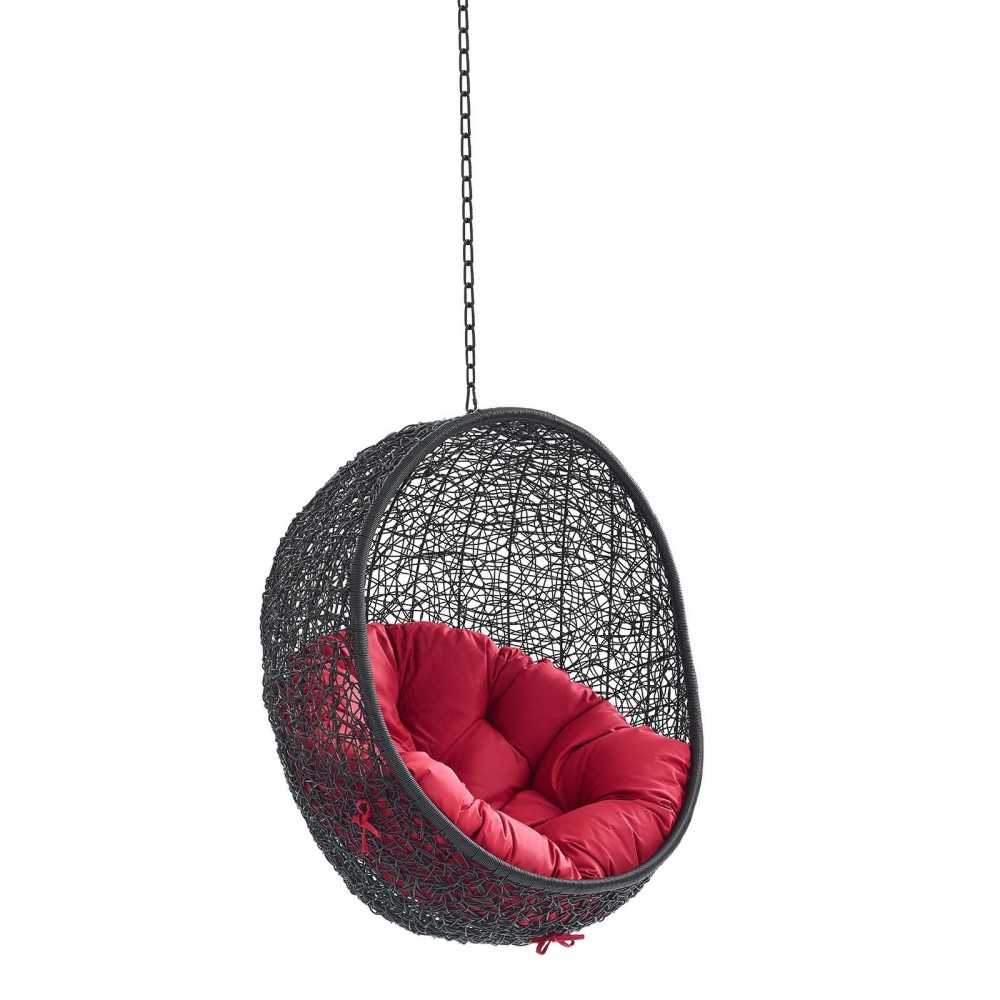 Encase Swing Outdoor Patio Lounge Chair Without Stand, Black Red