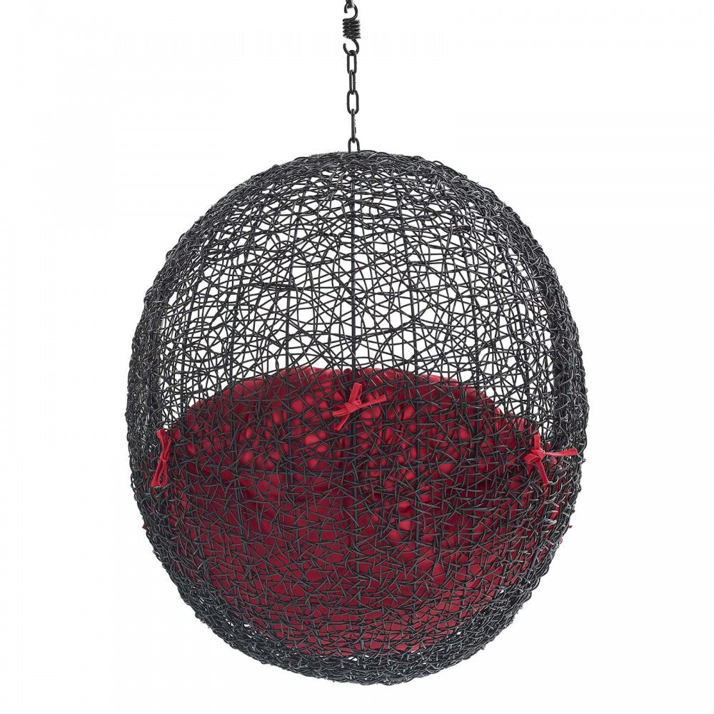 Encase Swing Outdoor Patio Lounge Chair Without Stand, Black Red