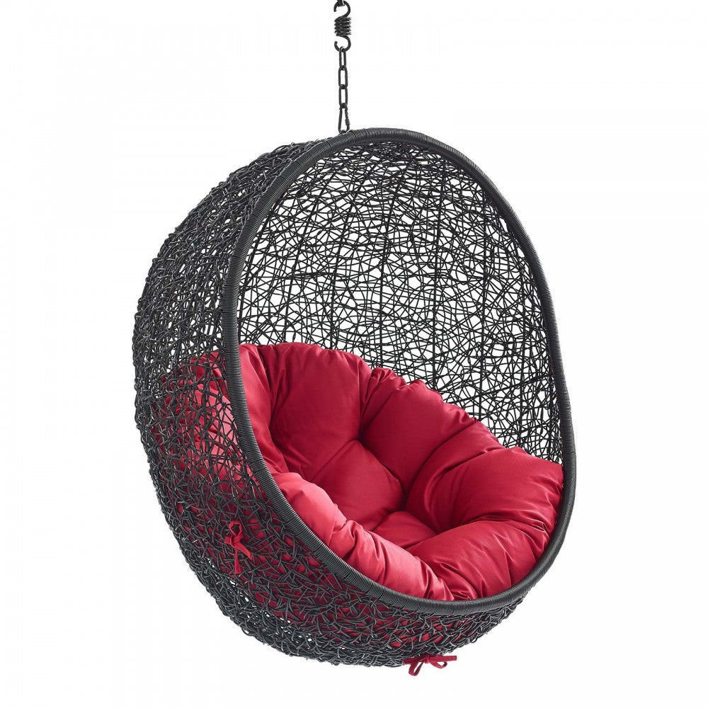 Encase Swing Outdoor Patio Lounge Chair Without Stand, Black Red