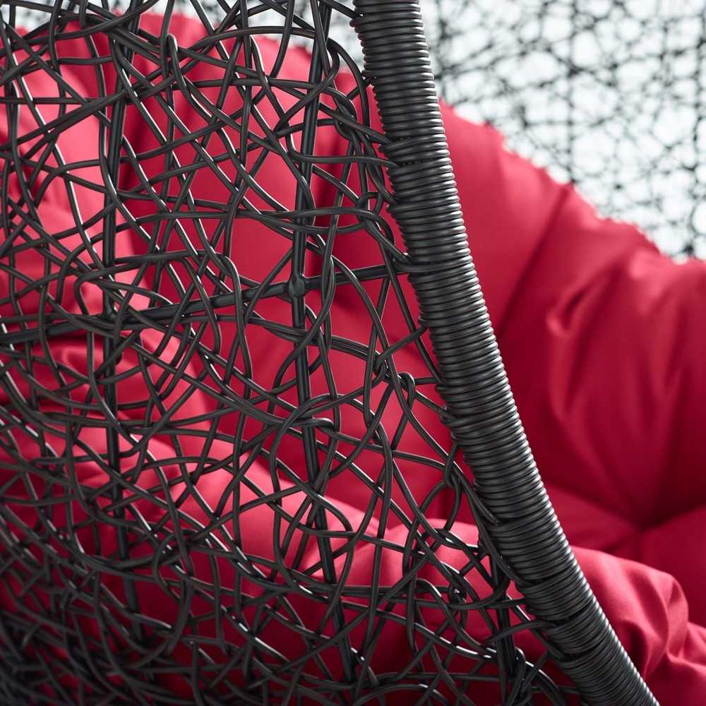 Encase Swing Outdoor Patio Lounge Chair Without Stand, Black Red