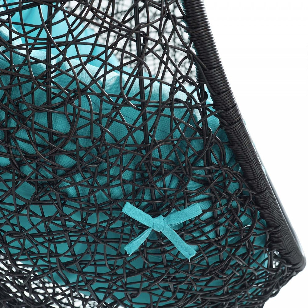 Encase Swing Outdoor Patio Lounge Chair Without Stand, Black Turquoise