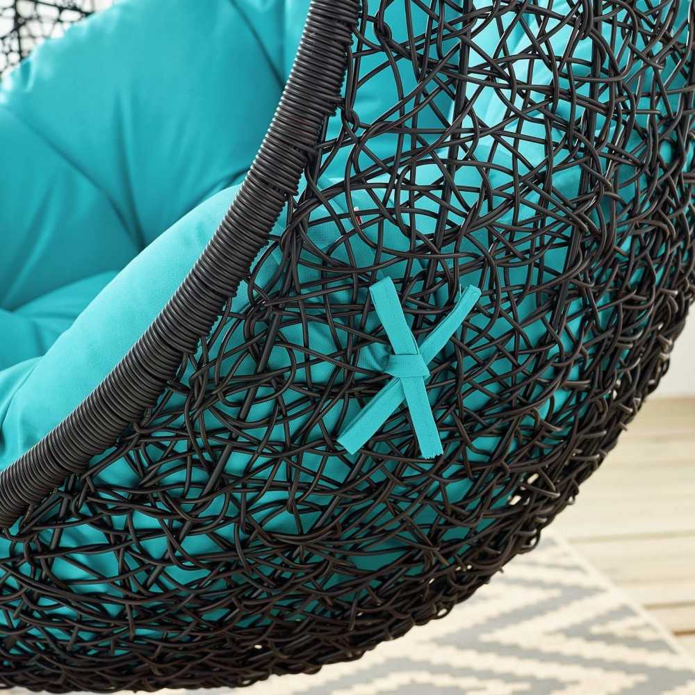 Encase Swing Outdoor Patio Lounge Chair Without Stand, Black Turquoise
