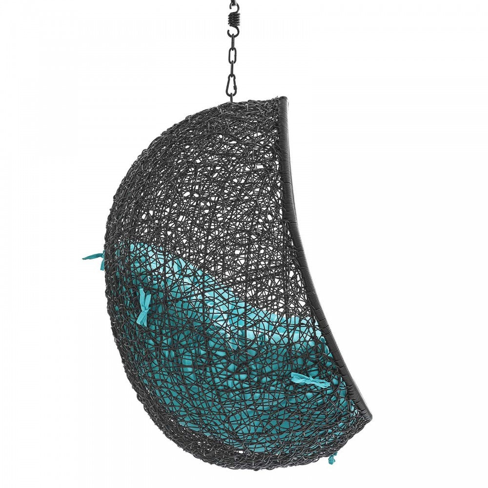 Encase Swing Outdoor Patio Lounge Chair Without Stand, Black Turquoise