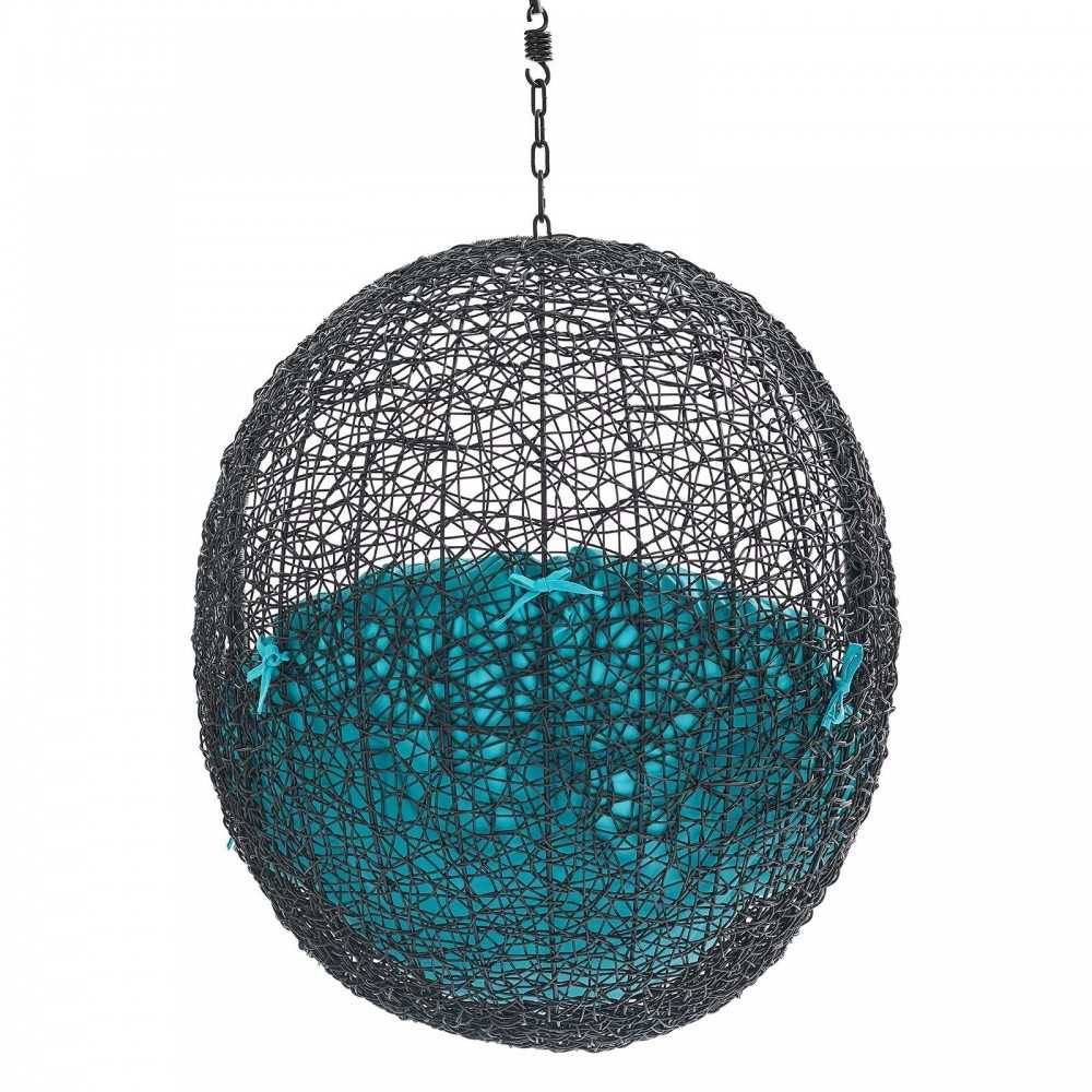 Encase Swing Outdoor Patio Lounge Chair Without Stand, Black Turquoise