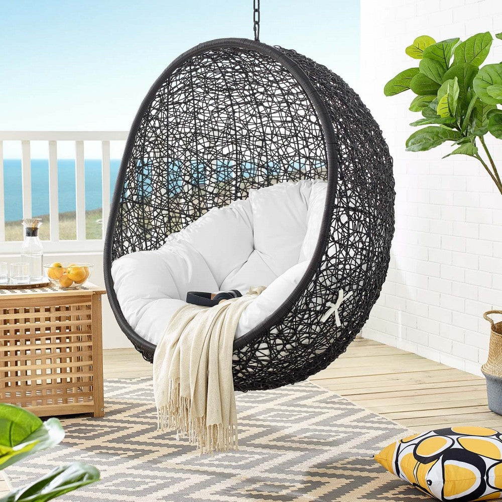 Encase Swing Outdoor Patio Lounge Chair Without Stand, Black White