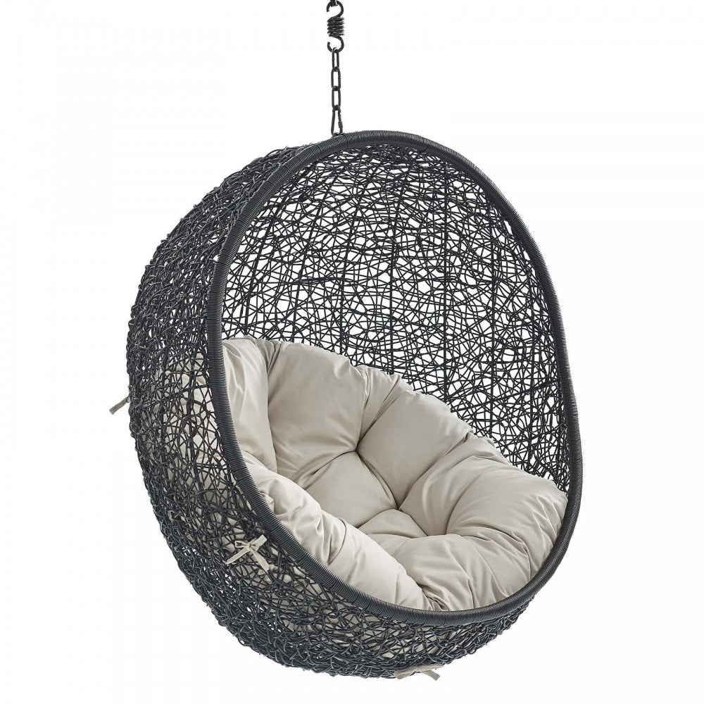 Encase Swing Outdoor Patio Lounge Chair Without Stand, Black Beige