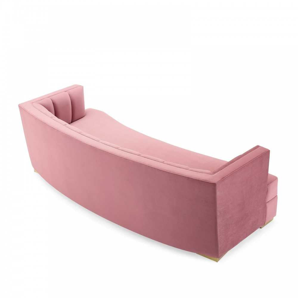 Encompass Channel Tufted Performance Velvet Curved Sofa, Dusty Rose