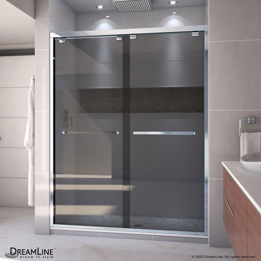 Encore 56-60 in. W x 76 in. H Semi-Frameless Bypass Sliding Shower Door in Chrome and Gray Glass