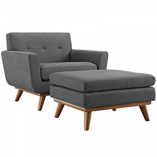 Engage 2 Piece Armchair and Ottoman, Gray