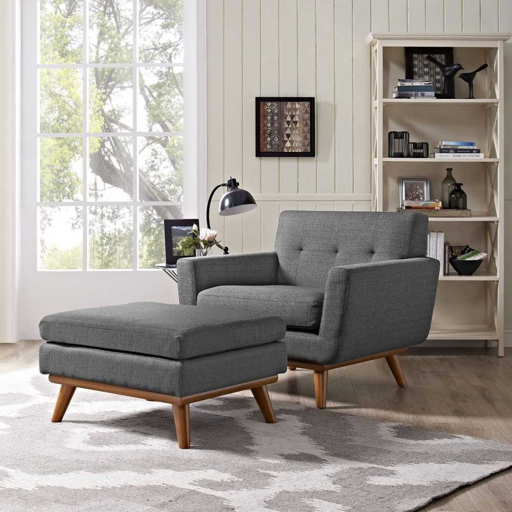 Engage 2 Piece Armchair and Ottoman, Gray