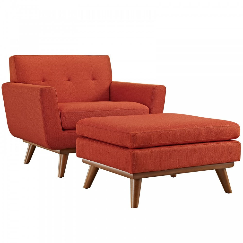 Engage 2 Piece Armchair and Ottoman, Atomic Red