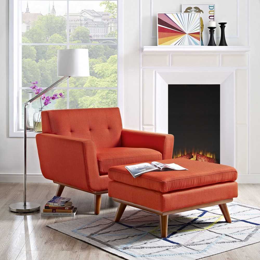 Engage 2 Piece Armchair and Ottoman, Atomic Red