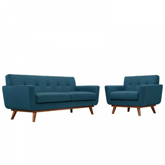 Engage Armchair and Loveseat Set of 2, Azure
