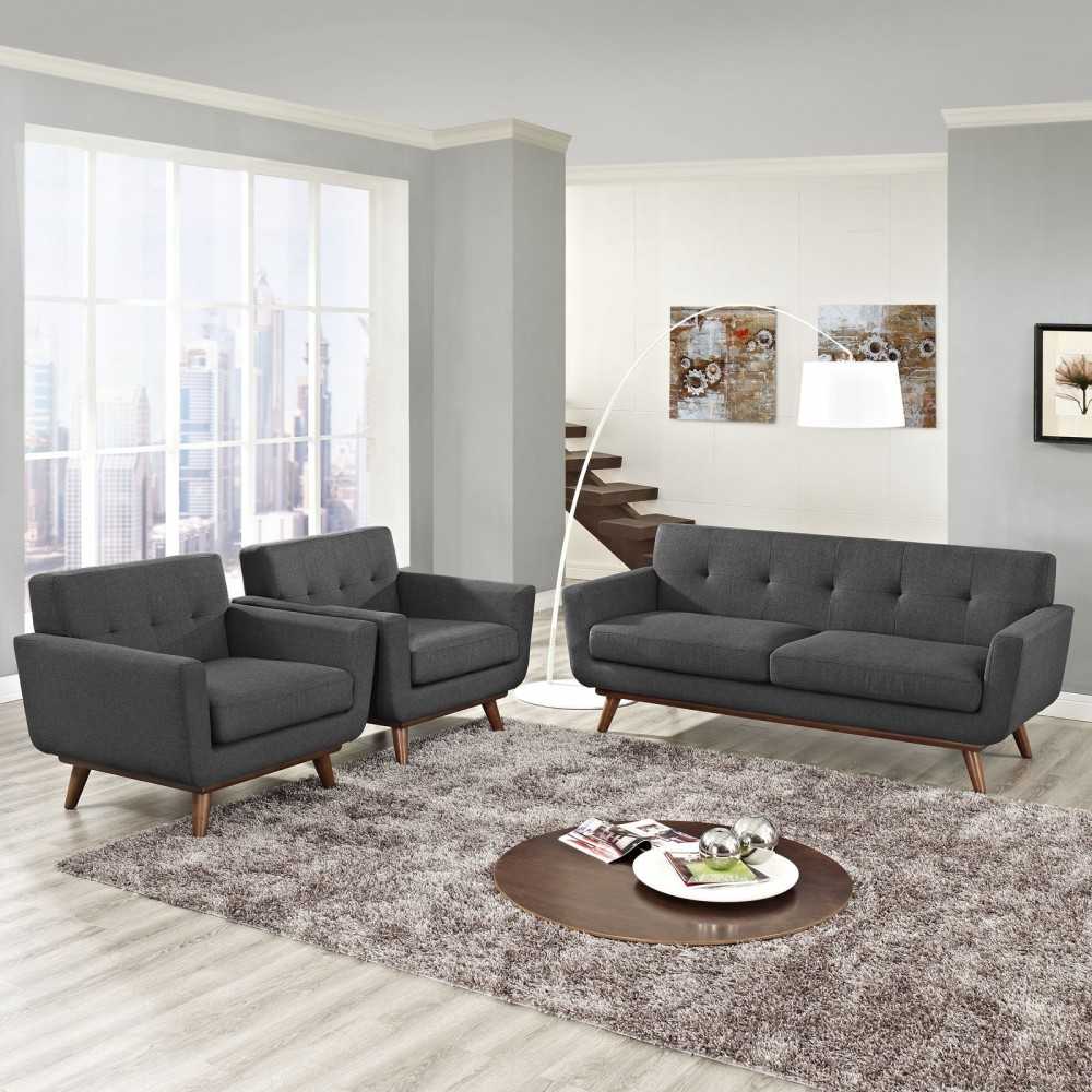 Engage Armchairs and Loveseat Set of 3, Gray