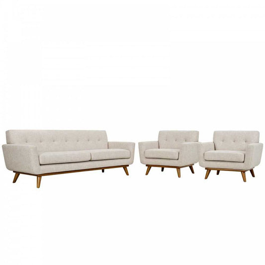 Engage Armchairs and Sofa Set of 3, Beige