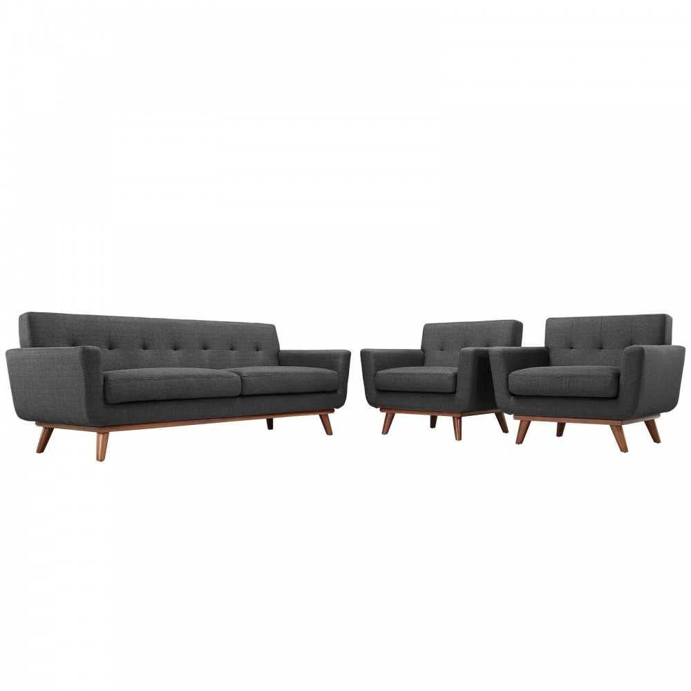 Engage Armchairs and Sofa Set of 3, Gray