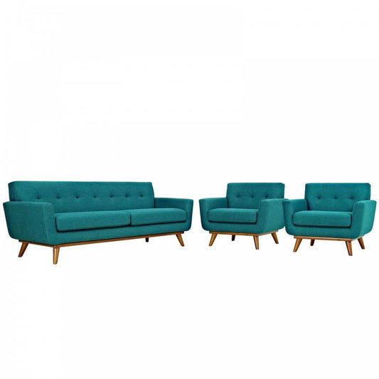 Engage Armchairs and Sofa Set of 3, Teal