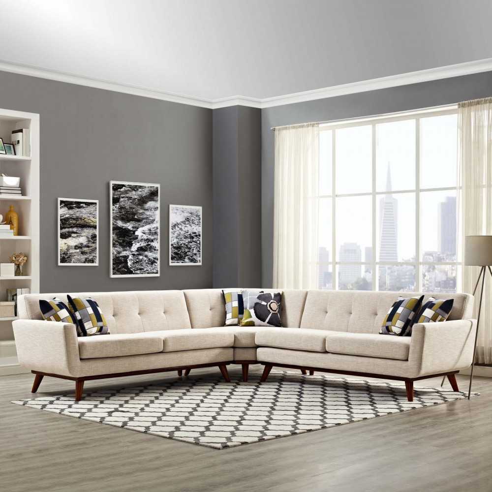 Engage L-Shaped Sectional Sofa, Beige