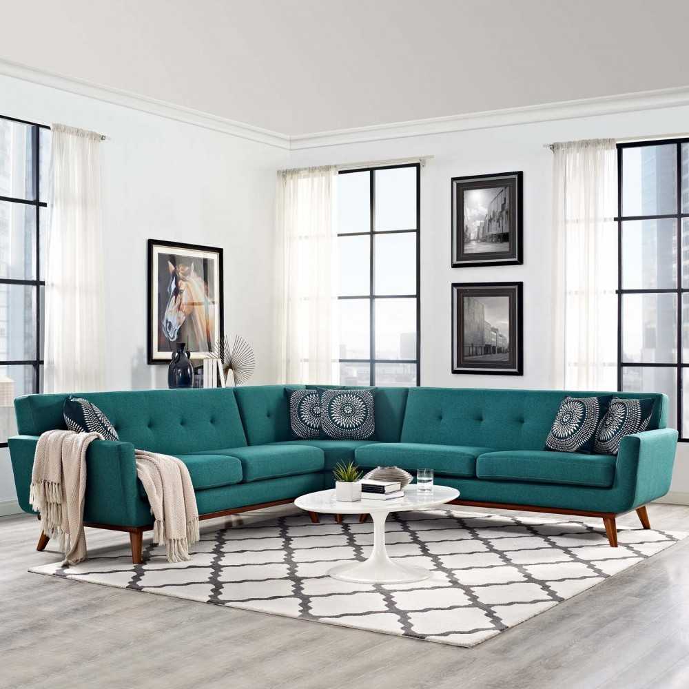 Engage L-Shaped Sectional Sofa, Teal