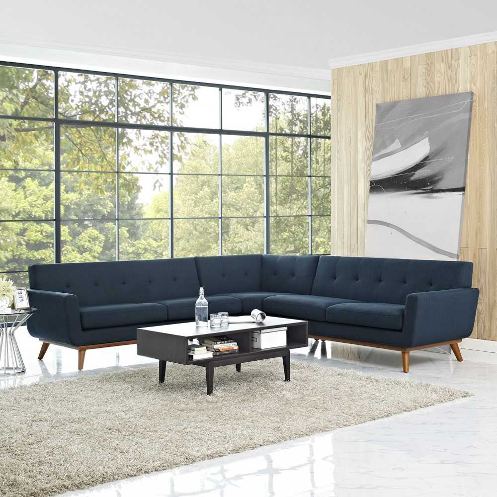 Engage L-Shaped Sectional Sofa, Azure