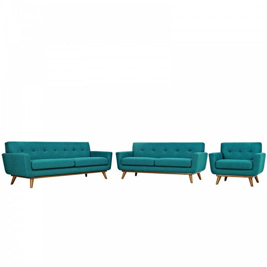 Engage Sofa Loveseat and Armchair Set of 3, Teal
