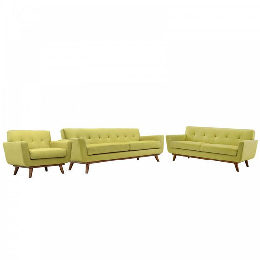 Engage Sofa Loveseat and Armchair Set of 3, Wheatgrass