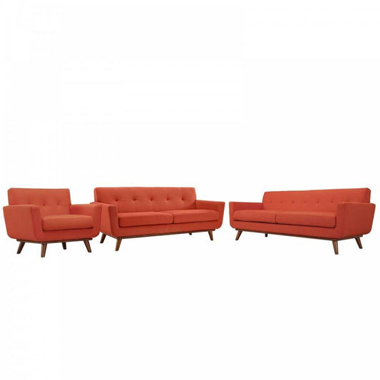 Engage Sofa Loveseat and Armchair Set of 3, Atomic Red