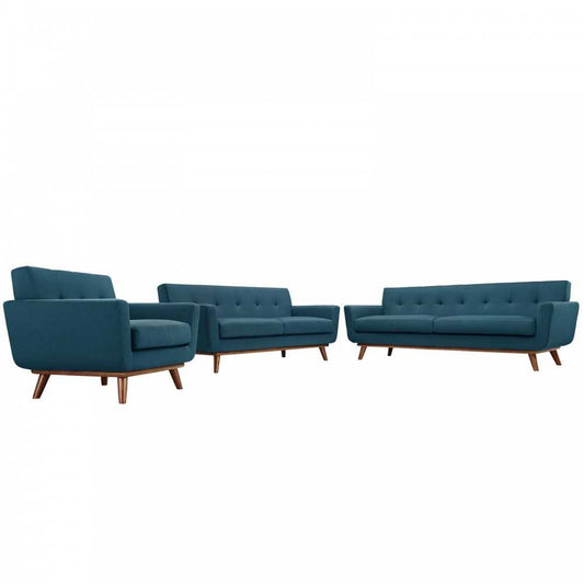 Engage Sofa Loveseat and Armchair Set of 3, Azure