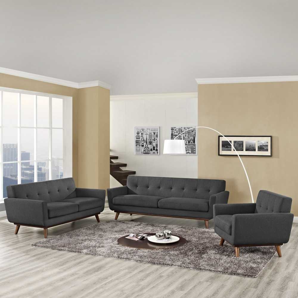 Engage Sofa Loveseat and Armchair Set of 3, Gray