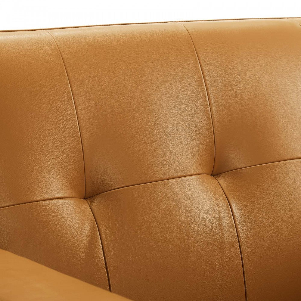 Engage Top-Grain Leather Living Room Lounge Accent Armchair, Tan