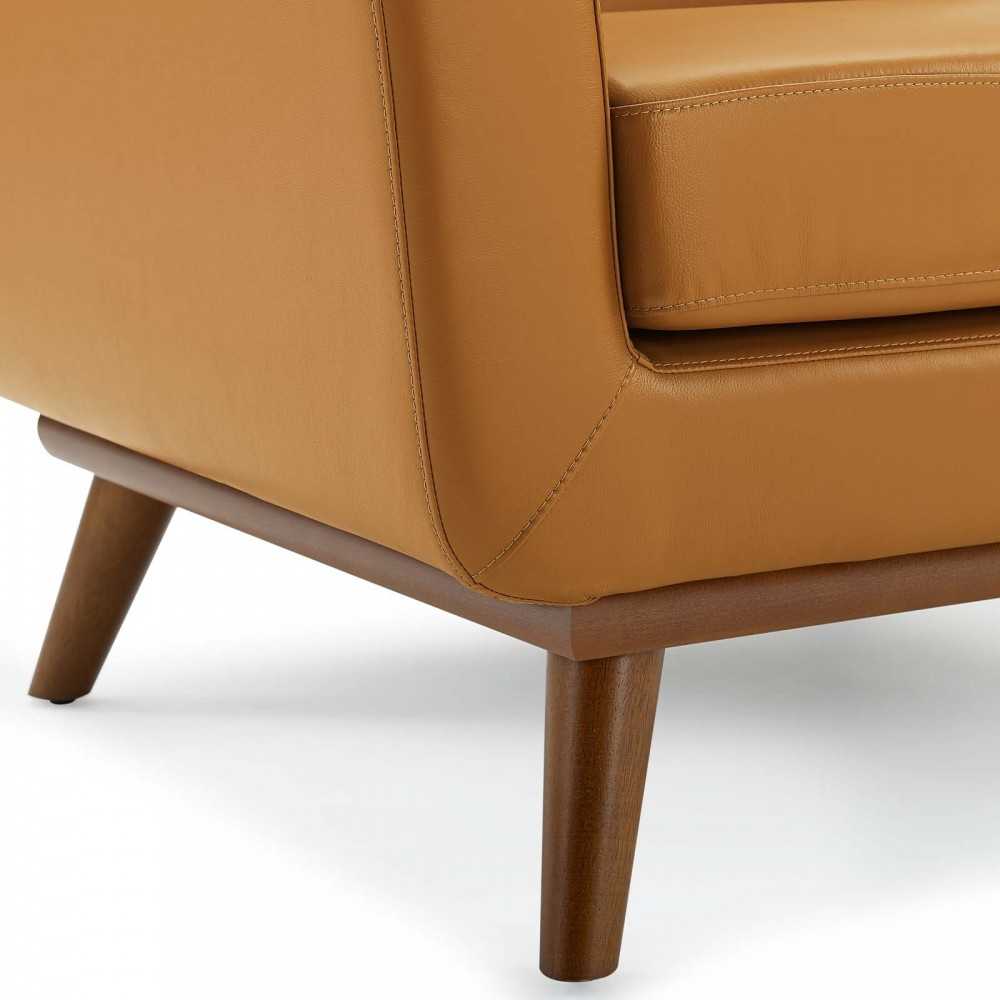 Engage Top-Grain Leather Living Room Lounge Accent Armchair, Tan
