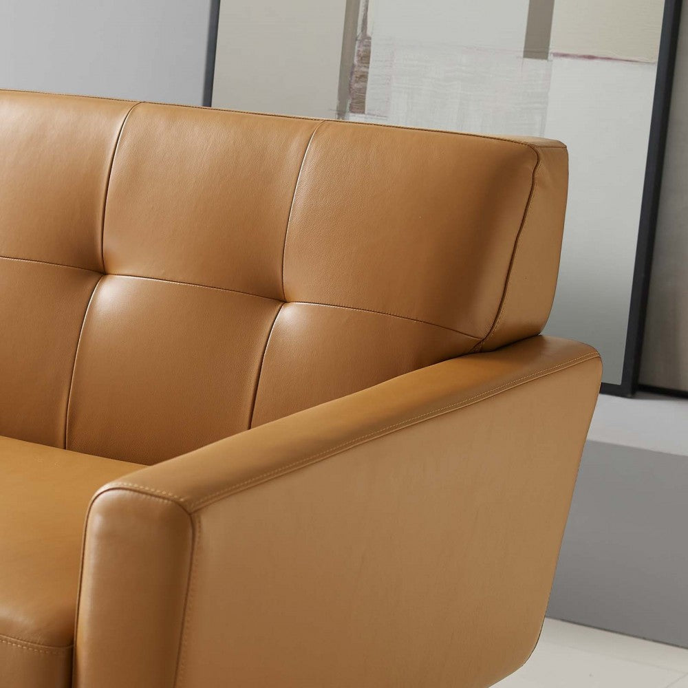 Engage Top-Grain Leather Living Room Lounge Sofa, Tan