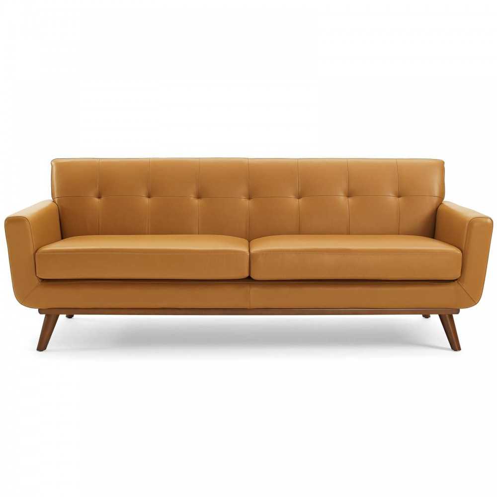 Engage Top-Grain Leather Living Room Lounge Sofa, Tan
