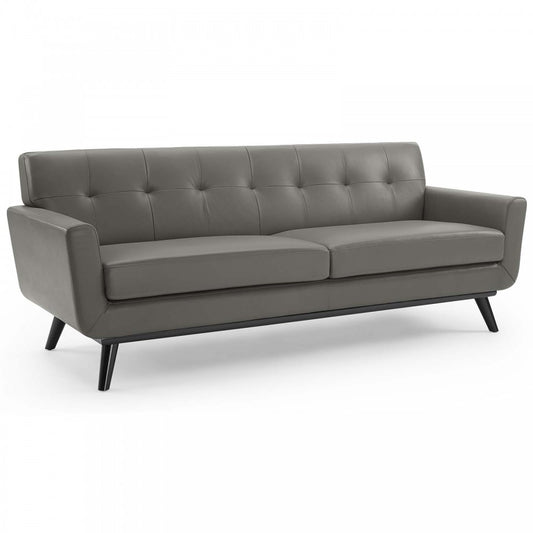 Engage Top-Grain Leather Living Room Lounge Sofa, Gray
