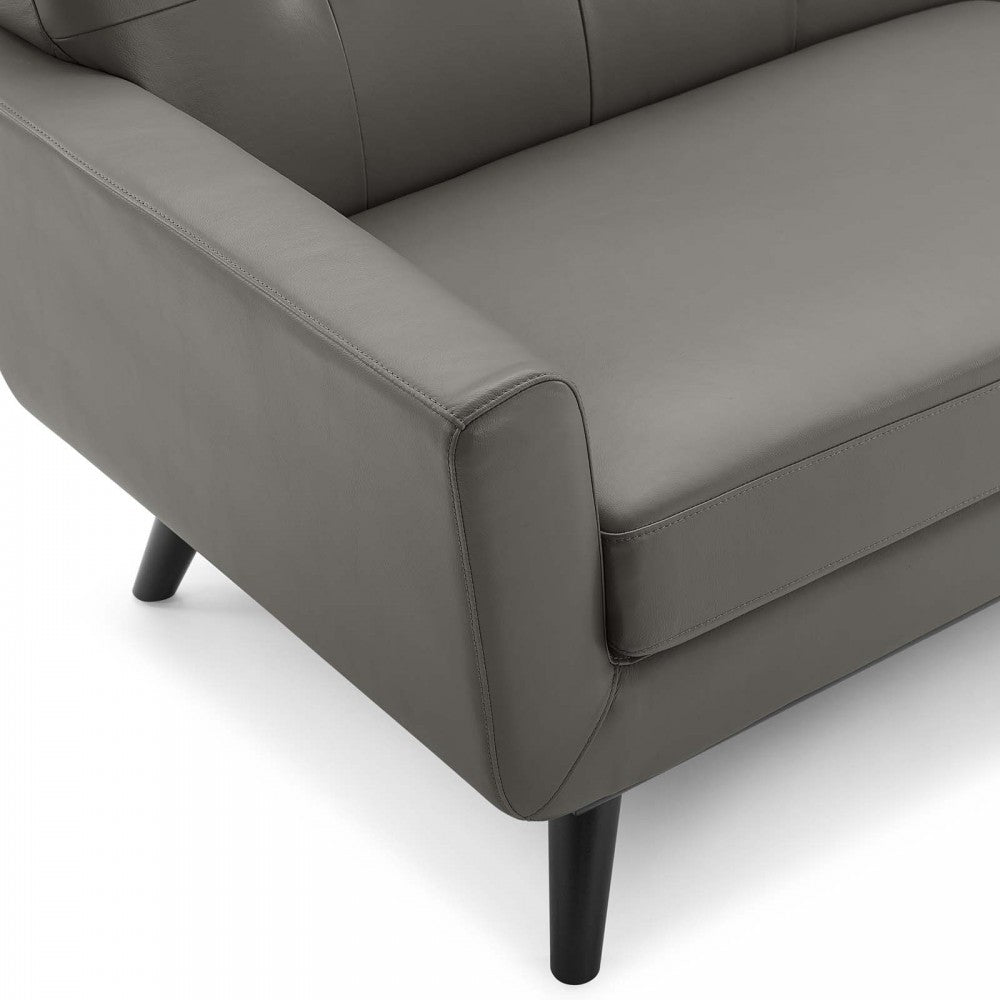 Engage Top-Grain Leather Living Room Lounge Sofa, Gray