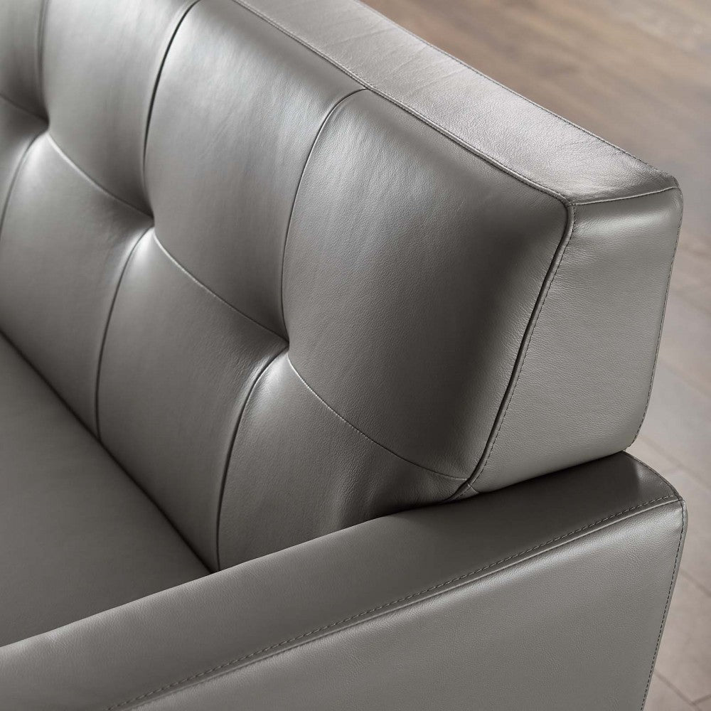 Engage Top-Grain Leather Living Room Lounge Sofa, Gray