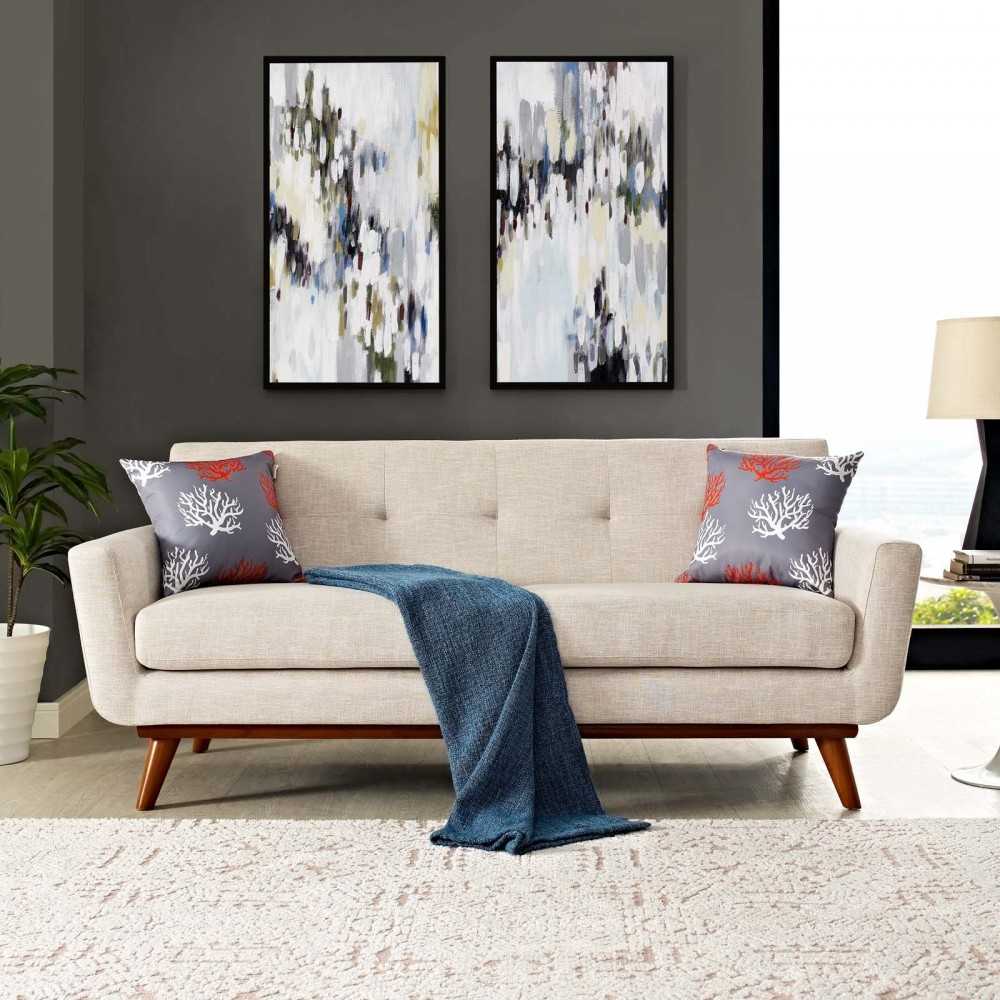 Engage Upholstered Fabric Loveseat, Beige