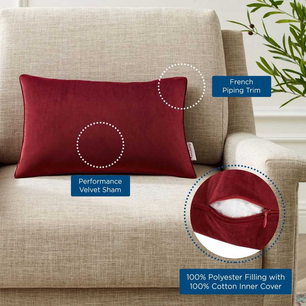 Enhance 18" Lumbar Performance Velvet Throw Pillow, Maroon