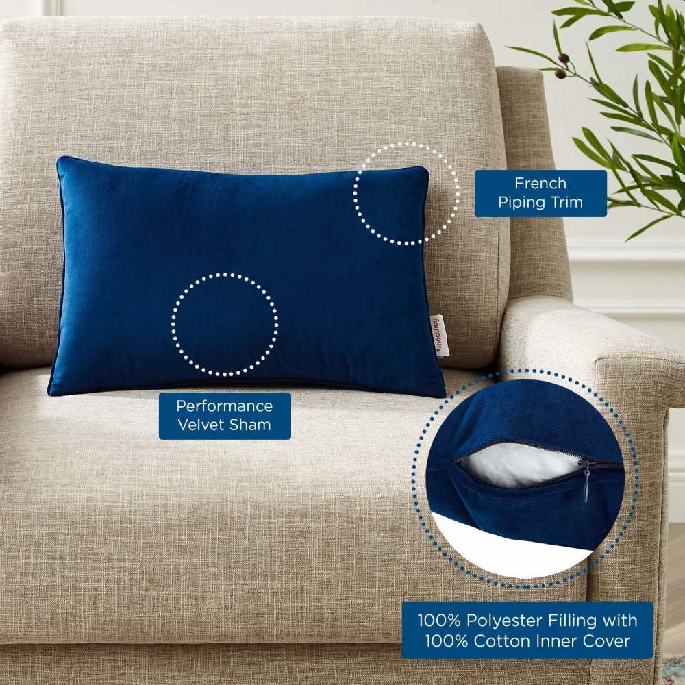 Enhance 18" Lumbar Performance Velvet Throw Pillow, Navy