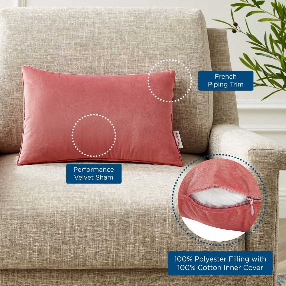 Enhance 18" Lumbar Performance Velvet Throw Pillow, Blossom