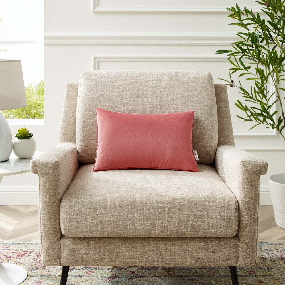 Enhance 18" Lumbar Performance Velvet Throw Pillow, Blossom