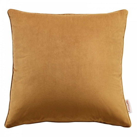 Enhance 18" Performance Velvet Throw Pillow, Cognac
